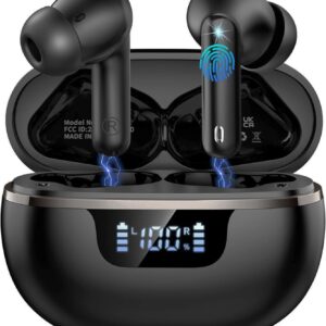 Donerton Auriculares Inalambricos Bluetooth, Cascos Inalambricos Bluetooth 5.4 HiFi Estéreo, 45H Auriculares inalámbricos, Pantalla LED/Carga Rápida Tipo-C/IP7 Impermeable