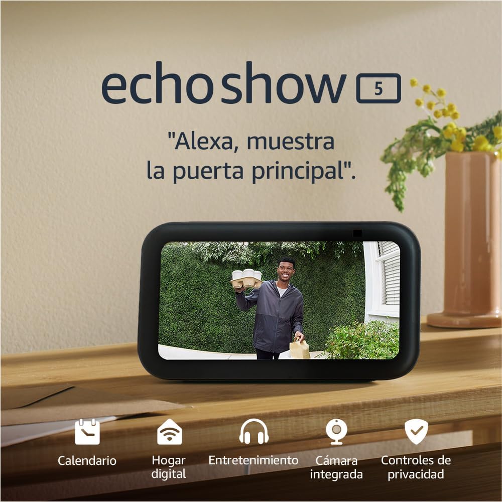 Echo Show 5 (Última generación) | Pantalla táctil inteligente con Alexa diseñada para controlar tus dispositivos de Hogar digital y más | Antracita - 1