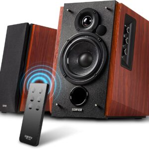 Edifier R1700BT Altavoces de Estante Bluetooth - Monitores de Estudio de Campo Cercano Activos - Altavoces 2.0 - Instalación de gabinete de madera - 66w RMS