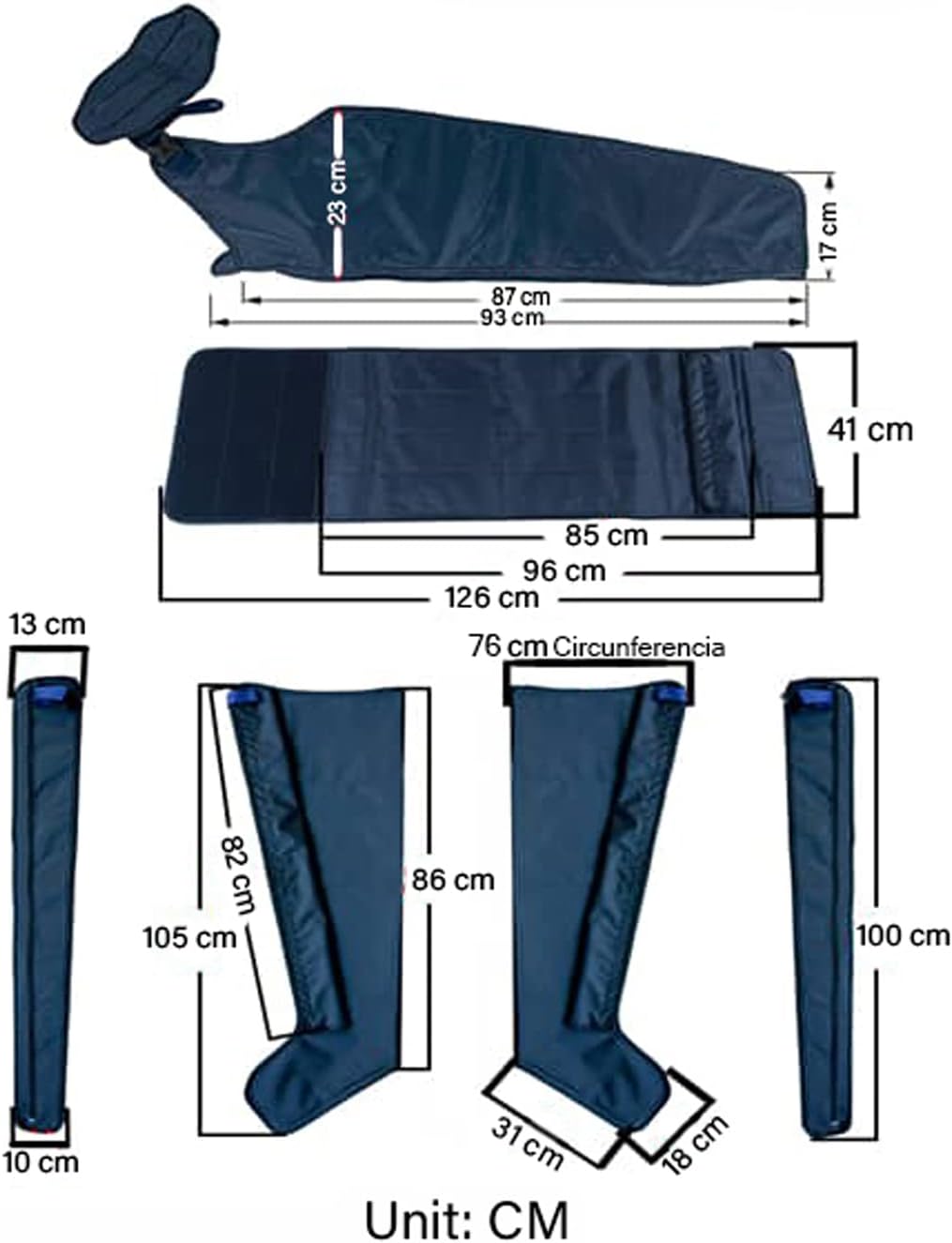Equipo de Masaje por Aire de Alto Rendimiento con Intensidad Regulable – Masajeador para Piernas, Abdomen y Brazos - 6