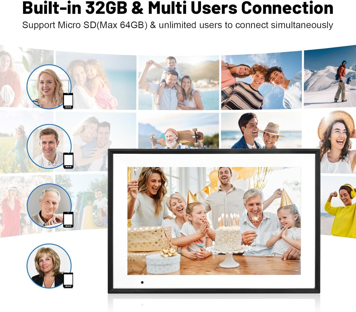 FUNCARE Marcos Fotos Digital WiFi de 10,1 Pulgadas, Memoria 32 GB, Visualización Táctil IPS HD 1280×800, Rotación Automática, Fácil Configuración para Compartir Fotos y Vídeos - 4