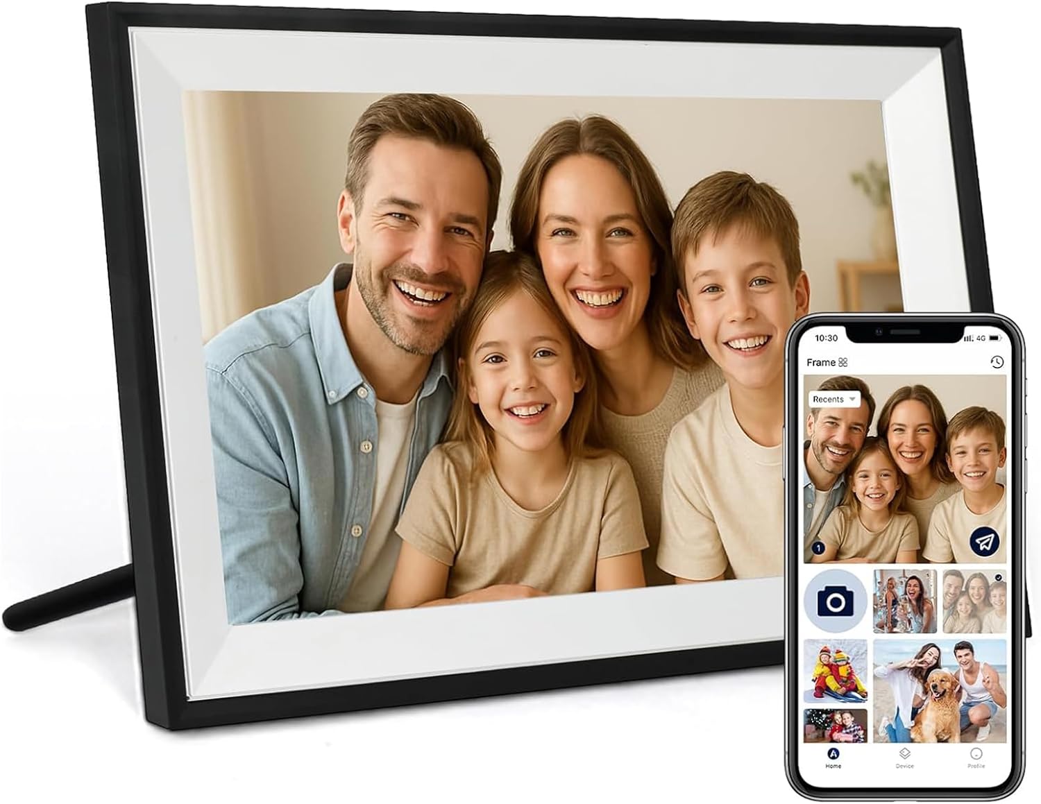 FUNCARE Marcos Fotos Digital WiFi de 10,1 Pulgadas, Memoria 32 GB, Visualización Táctil IPS HD 1280×800, Rotación Automática, Fácil Configuración para Compartir Fotos y Vídeos - 1