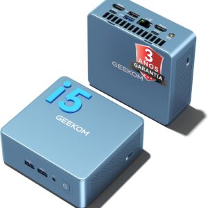 GEEKOM IT12 Mini PC con Intel Core i5-12450H, 16GB RAM(Ampliable, No LPDDR Bloqueada) y 512GB SSD(hasta 4TB), Lector SD, Windows 11 Pro, Garantía de 3 Años, 2×USB4.0, para Oficina/Control Industrial