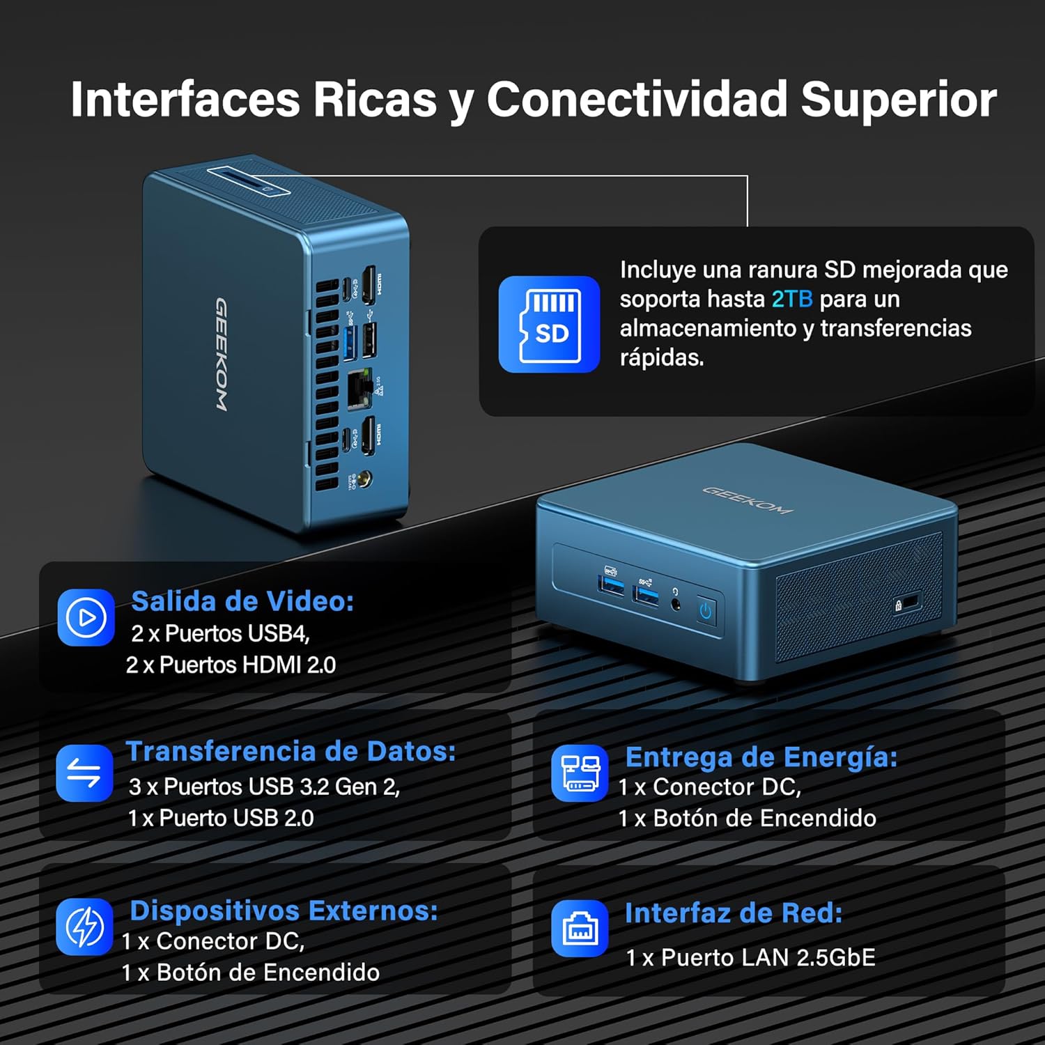 GEEKOM IT12 Mini PC con Intel Core i5-12450H, 16GB RAM(Ampliable, No LPDDR Bloqueada) y 512GB SSD(hasta 4TB), Lector SD, Windows 11 Pro, Garantía de 3 Años, 2×USB4.0, para Oficina/Control Industrial - 5