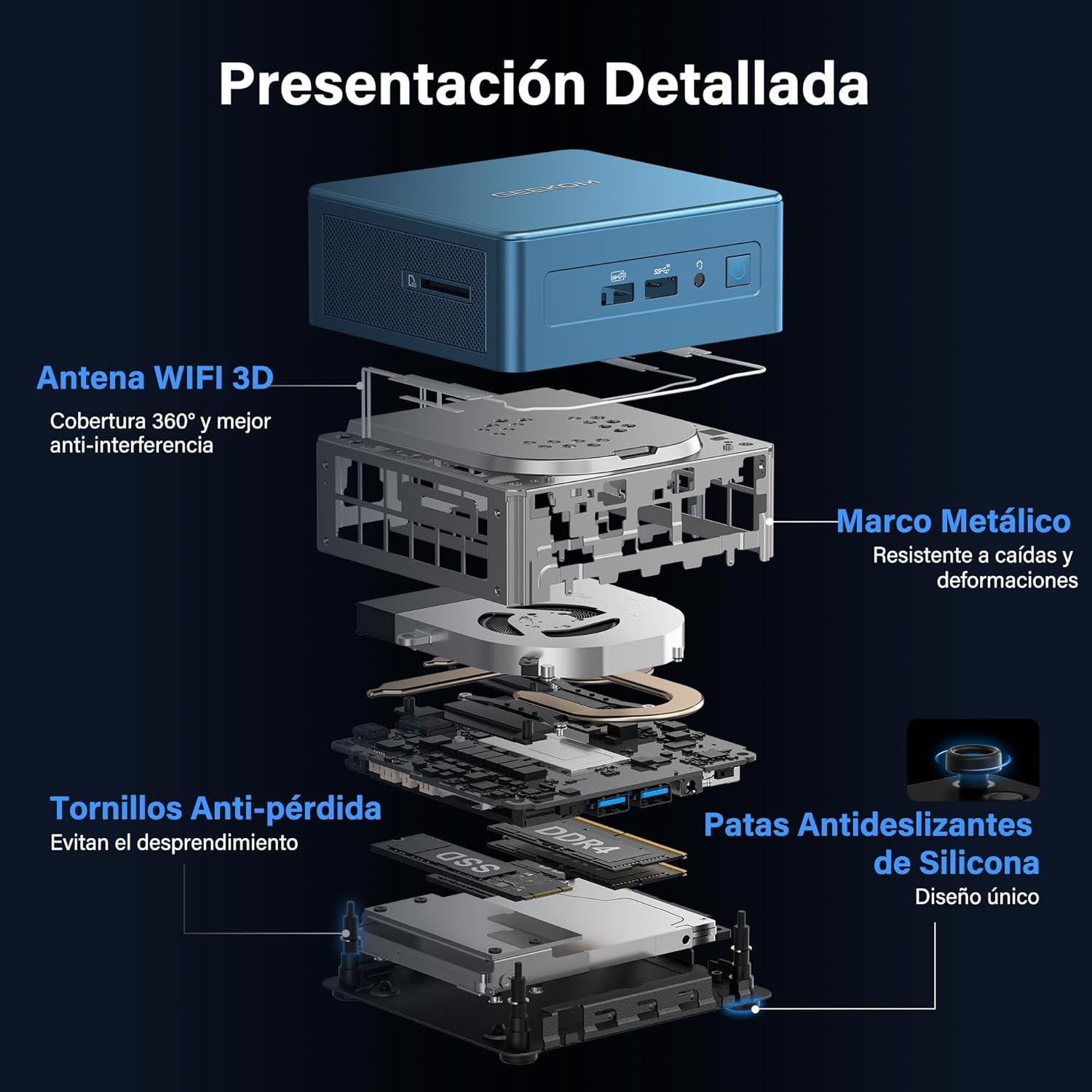 GEEKOM IT12 Mini PC con Intel Core i5-12450H, 16GB RAM(Ampliable, No LPDDR Bloqueada) y 512GB SSD(hasta 4TB), Lector SD, Windows 11 Pro, Garantía de 3 Años, 2×USB4.0, para Oficina/Control Industrial - 6