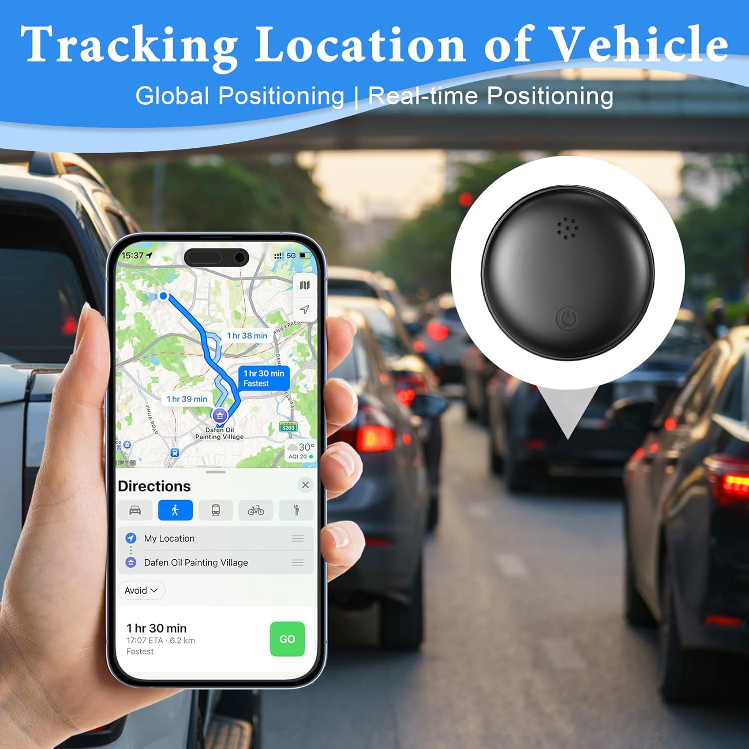 GPS Coche Localizador, Localizador GPS para Coche Compatible con iOS/Android, Imán Integrado Ultrapotente Magnético Rastreador GPS No Requiere Suscripción Seguimiento en Tiempo Real para vehículo,Moto - 4
