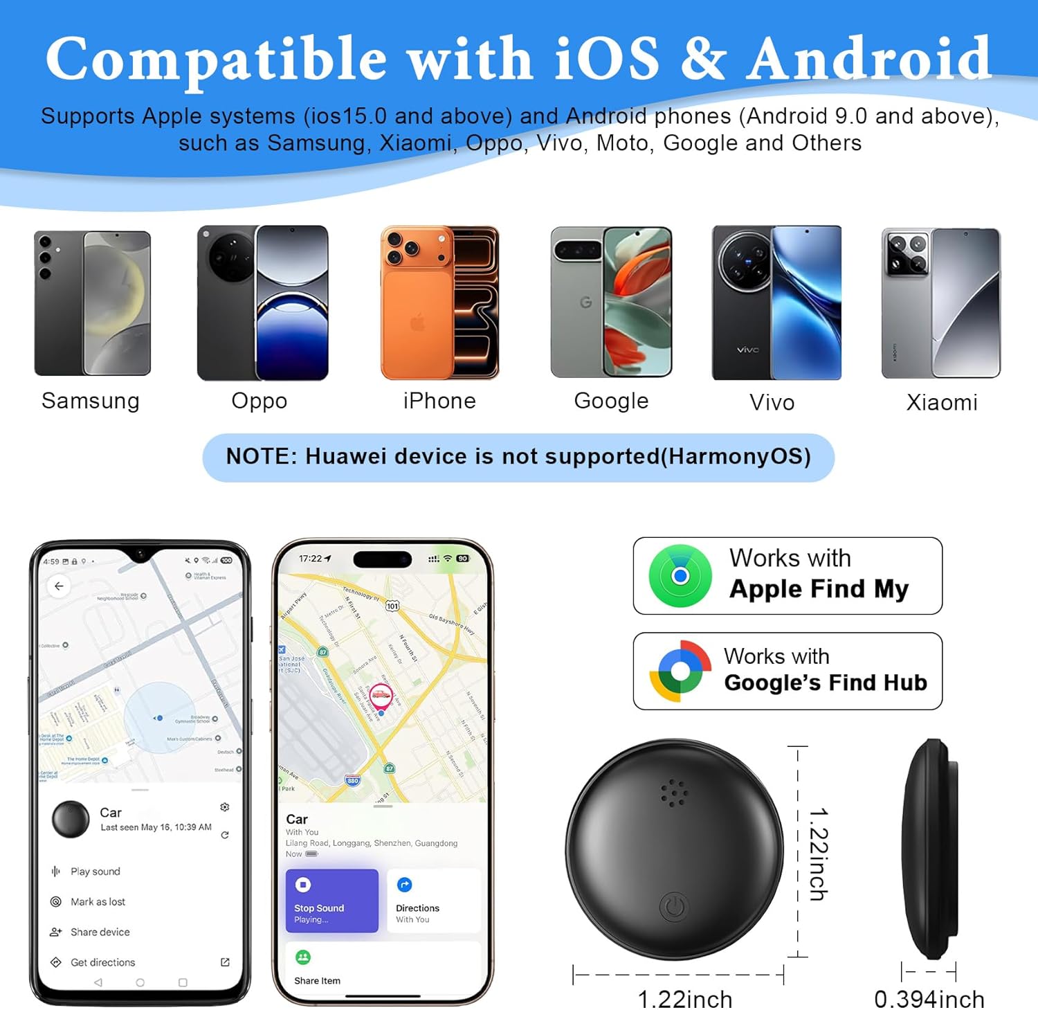 GPS Coche Localizador, Localizador GPS para Coche Compatible con iOS/Android, Imán Integrado Ultrapotente Magnético Rastreador GPS No Requiere Suscripción Seguimiento en Tiempo Real para vehículo,Moto - 6