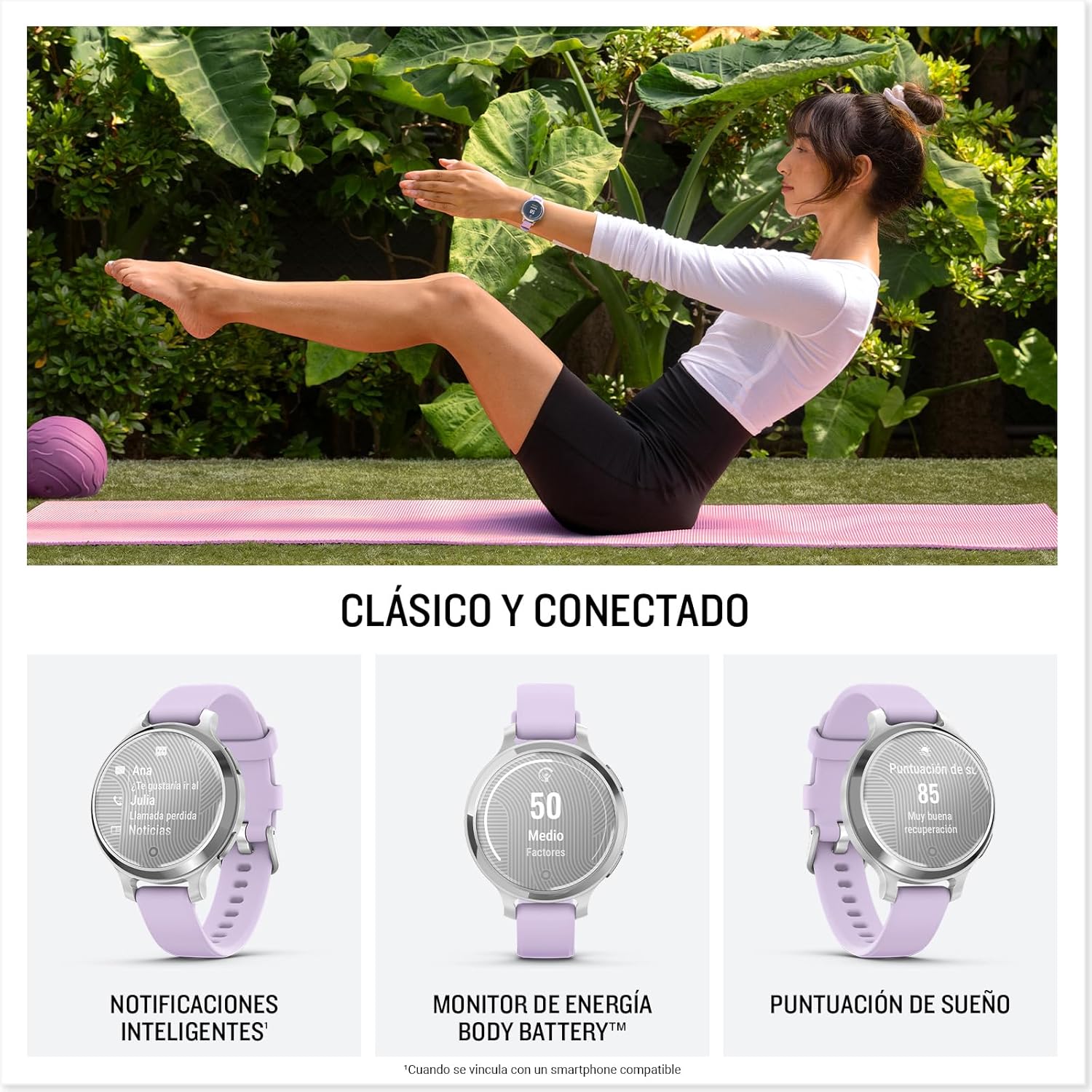 Garmin Lily 2 Active, Reloj Inteligente con GPS, Diseño Elegante, Datos de Salud y Forma Física, Pantalla Táctil, Notificaciones Inteligentes, Autonomía hasta 9 días, Dorado con Correa Blanca - 4