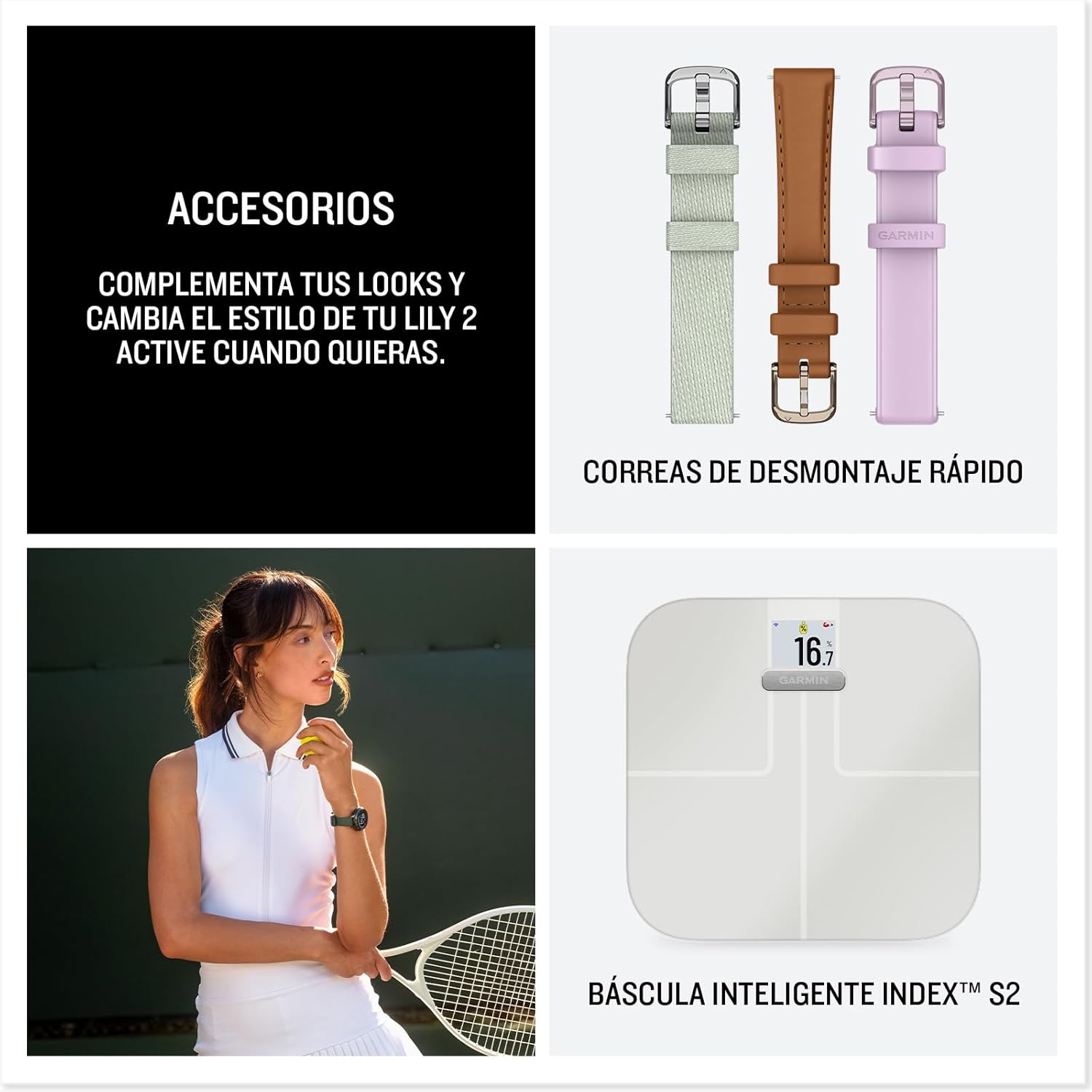 Garmin Lily 2 Active, Reloj Inteligente con GPS, Diseño Elegante, Datos de Salud y Forma Física, Pantalla Táctil, Notificaciones Inteligentes, Autonomía hasta 9 días, Dorado con Correa Blanca - 6