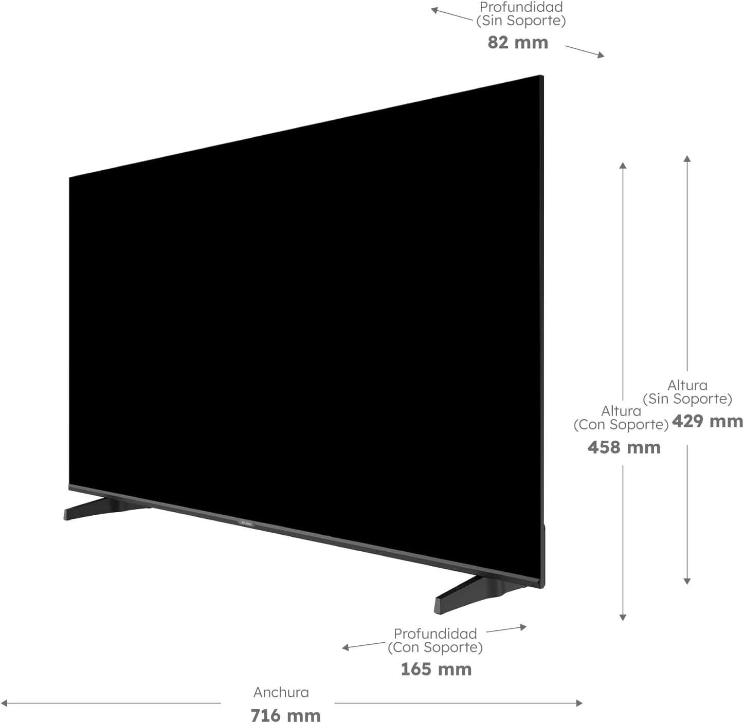 Haier Direct LED Full HD H32K85FFX - 32", Smart TV, Google TV, Dolby Audio, HDR 10, Smart Remote Control, Google Assistant, Procesador Quad Core, Bluetooth 5.1, DBX TV, HDMI 2.1 x 4, Sin Marcos, 2025 - 2