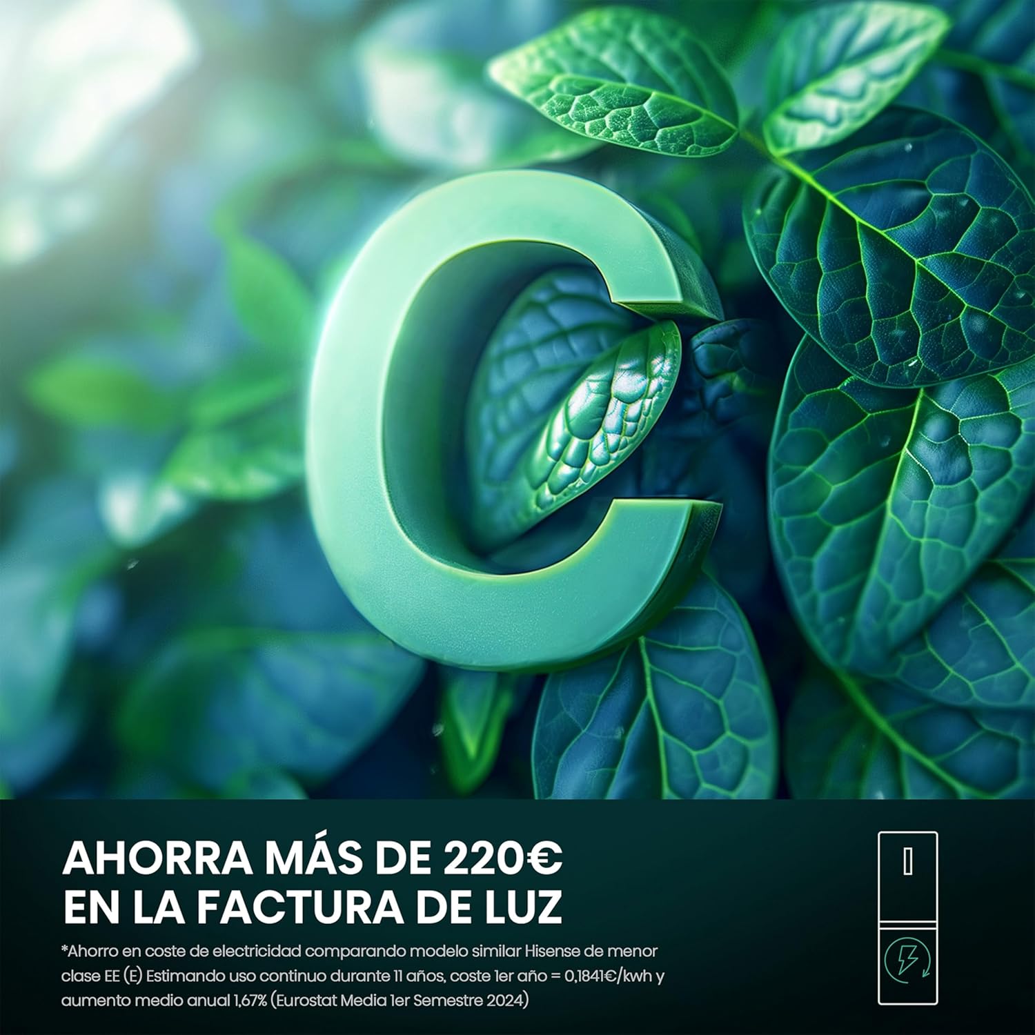 Hisense RB645N4BIC Frigorífico Combi 2 Puertas, Class C, 495 l, Alto 200 cm x Ancho 70.4 cm, Color Inox, Metal-Tech Cooling, Fresh Zone, Control de Humedad, Total No Frost, Iluminación LED - 4