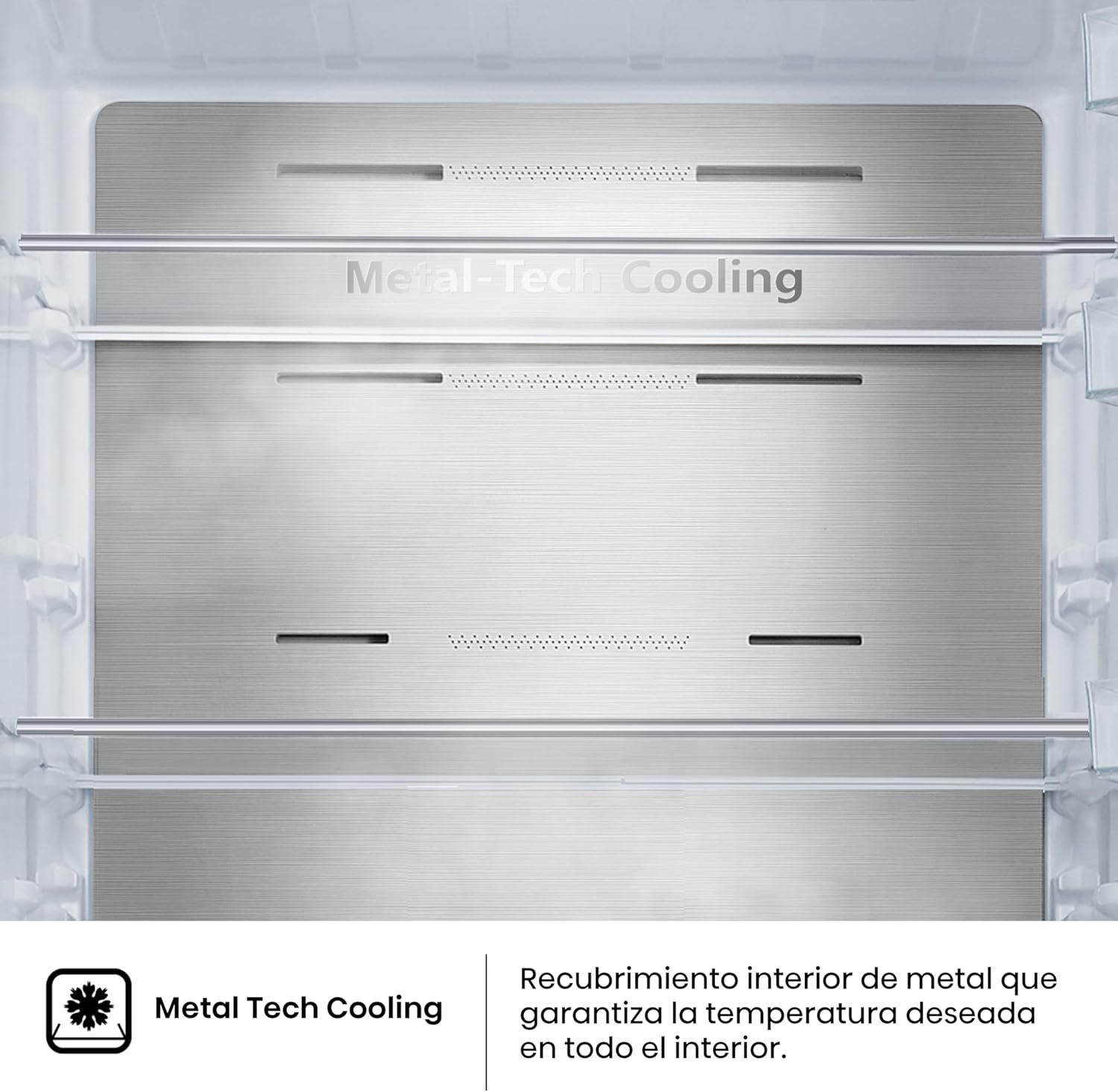 Hisense RB645N4BIC Frigorífico Combi 2 Puertas, Class C, 495 l, Alto 200 cm x Ancho 70.4 cm, Color Inox, Metal-Tech Cooling, Fresh Zone, Control de Humedad, Total No Frost, Iluminación LED - 6