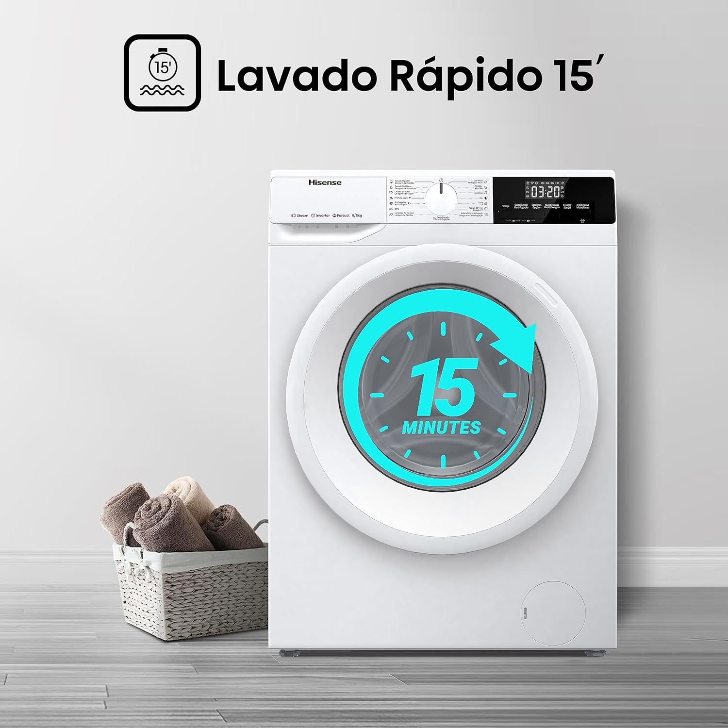 Hisense WDQE8014EVJM Lavadora Secadora 8+5 Kg, 1400 rpm, 15 Programas Automáticos, Vapor, Motor Inverter, Clase Eficiencia Energética D, Clase Eficiencia Lavado A, Pantalla LED, Programa Rápido - 4