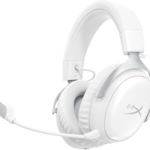 HyperX Cloud III S - Auriculares Gaming inalámbricos, Bluetooth, 2.4Ghz, PC, PS5, Xbox, Drivers 53 mm, DTS, micrófono 10mm, batería hasta 200h, Blanco