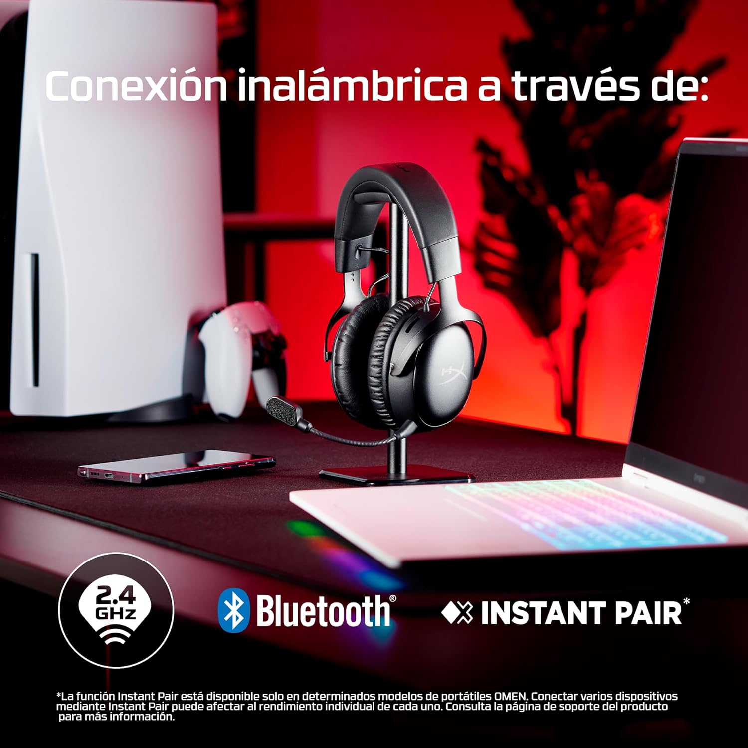 HyperX Cloud III S - Auriculares Gaming inalámbricos, Bluetooth, 2.4Ghz, PC, PS5, Xbox, Drivers 53 mm, DTS, micrófono 10mm, batería hasta 200h, Negro - 4