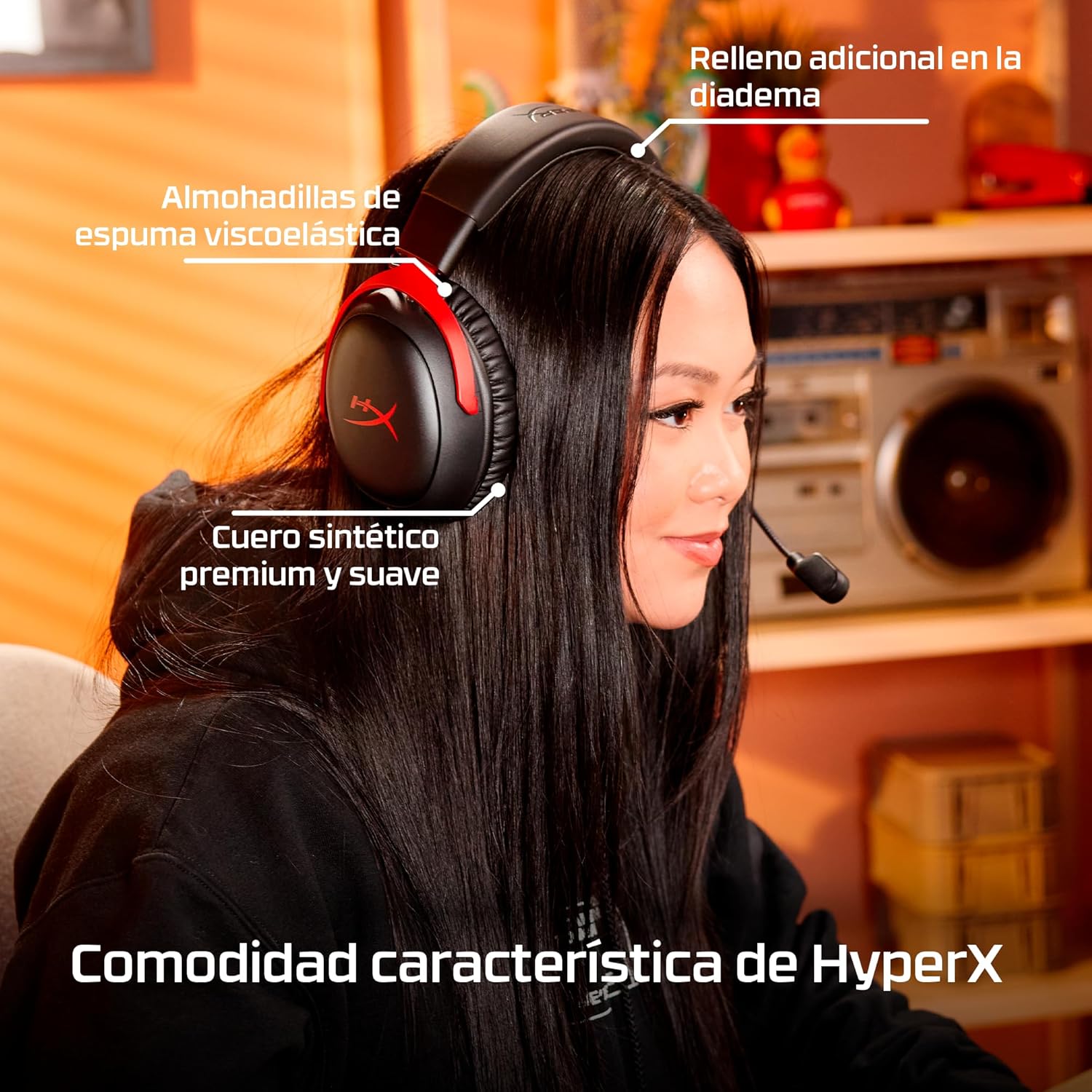 HyperX Cloud III S - Auriculares Gaming inalámbricos, Bluetooth, 2.4Ghz, PC, PS5, Xbox, Drivers 53 mm, DTS, micrófono 10mm, batería hasta 200h, Negro - 6