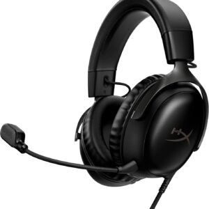HyperX Cloud III wired Auriculares para Juegos con Cable, PC, PS5, Xbox Series X S, Controladores de 53 mm en ángulo, DTS, micrófono nítido de 10 mm, USB-C USB-A, Negro
