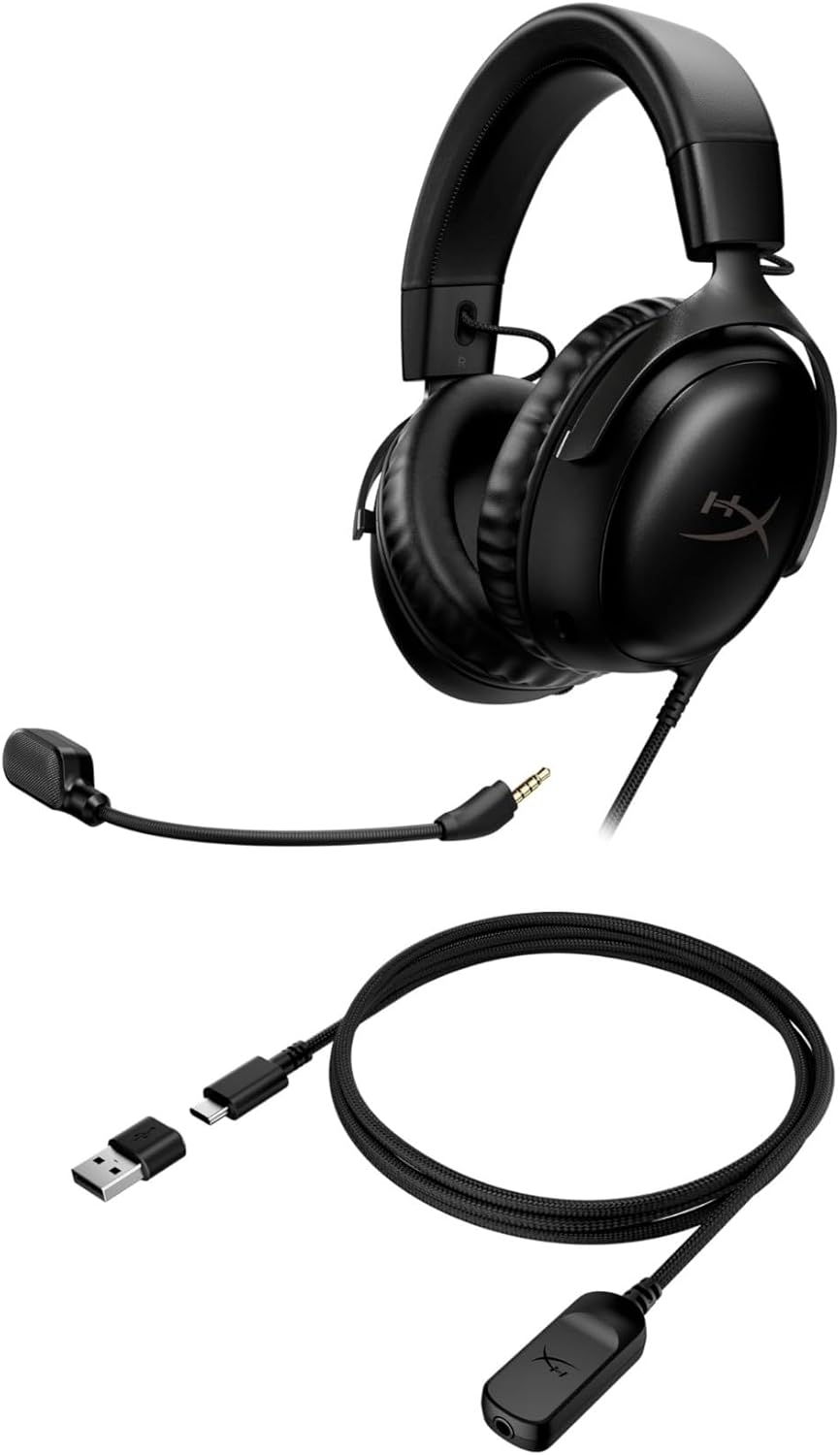 HyperX Cloud III wired Auriculares para Juegos con Cable, PC, PS5, Xbox Series X S, Controladores de 53 mm en ángulo, DTS, micrófono nítido de 10 mm, USB-C USB-A, Negro - 4