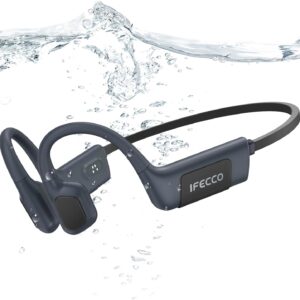 IFECCO Auriculares Conduccion Osea Natacion - IP68 Resistente al Agua Cascos para Nadar Bluetooth 5.4,Auriculares Open Ear con 32G Mp3 para Natacion Correr Ciclismo