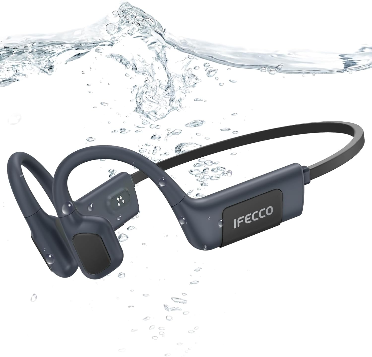 IFECCO Auriculares Conduccion Osea Natacion - IP68 Resistente al Agua Cascos para Nadar Bluetooth 5.4,Auriculares Open Ear con 32G Mp3 para Natacion Correr Ciclismo - 1