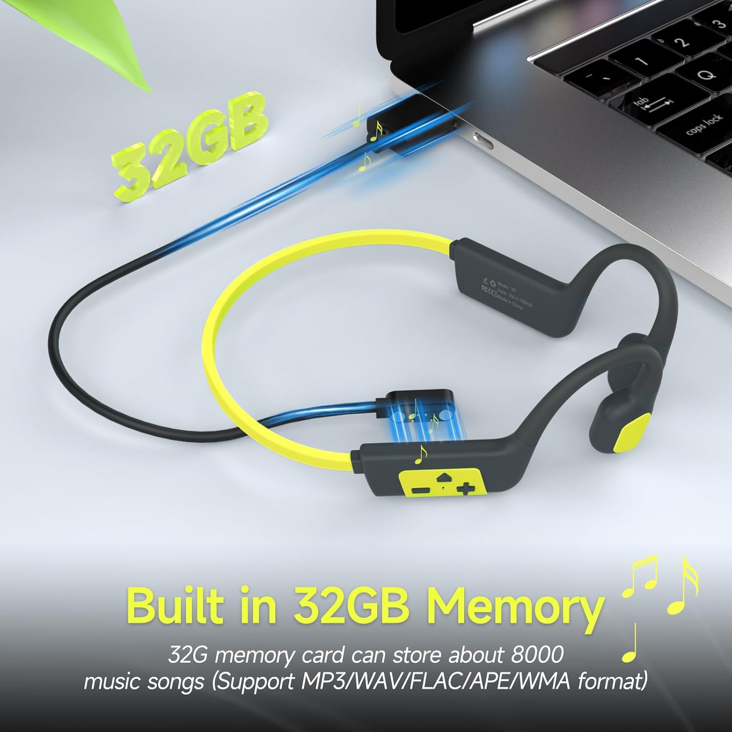 IFECCO Auriculares Natacion Bluetooth 5.4 - IP68 Resistente al Agua Auriculares Conduccion Osea Natacion,Cascos Abiertos con 32G Mp3 para Nadar Correr Ciclismo - 4