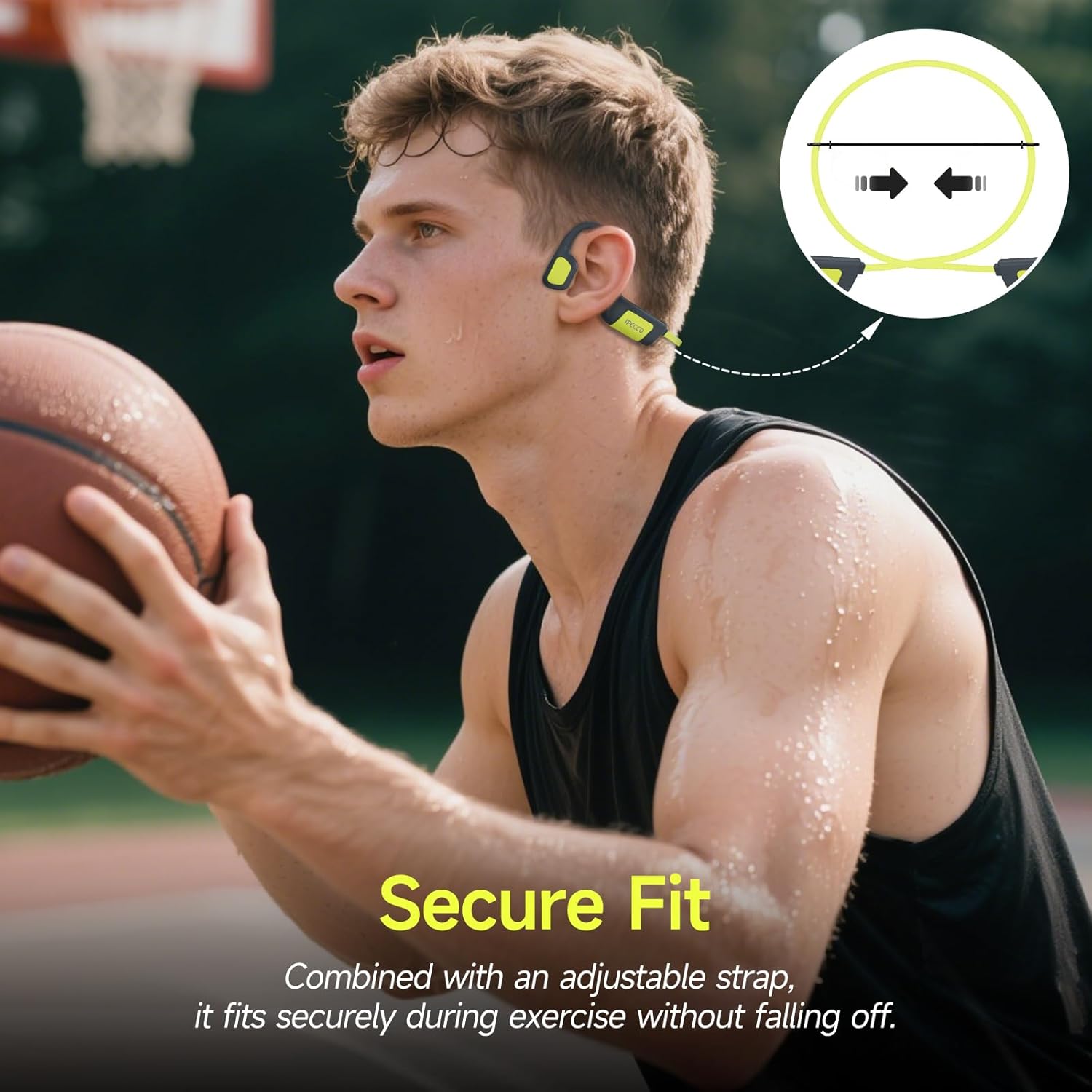 IFECCO Auriculares Natacion Bluetooth 5.4 - IP68 Resistente al Agua Auriculares Conduccion Osea Natacion,Cascos Abiertos con 32G Mp3 para Nadar Correr Ciclismo - 5