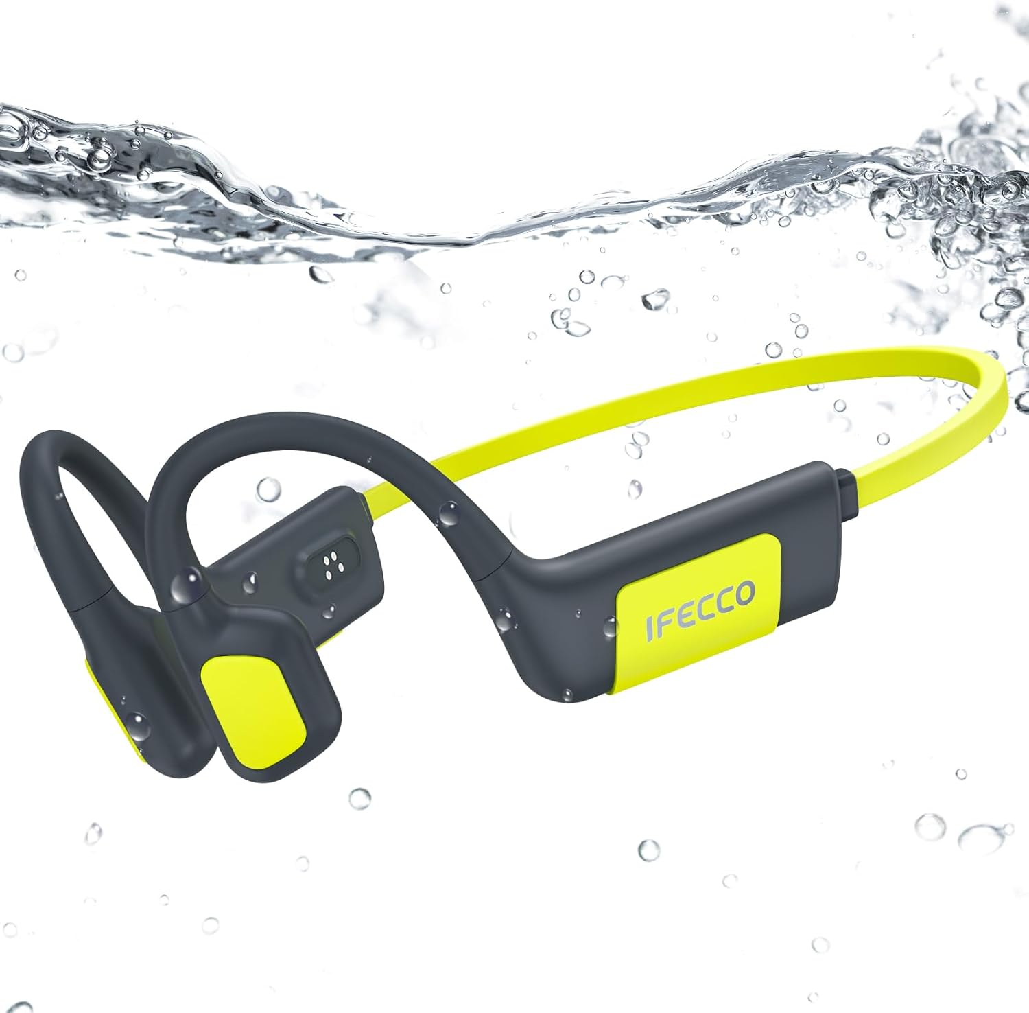 IFECCO Auriculares Natacion Bluetooth 5.4 - IP68 Resistente al Agua Auriculares Conduccion Osea Natacion,Cascos Abiertos con 32G Mp3 para Nadar Correr Ciclismo - 1