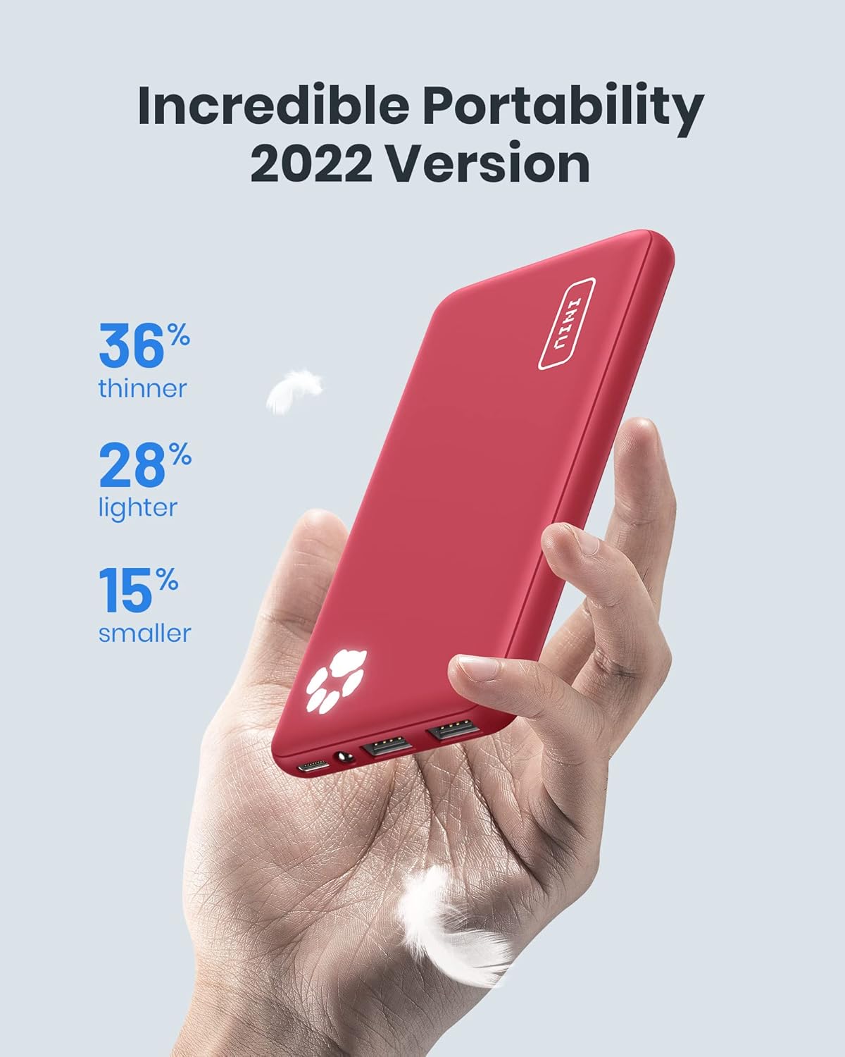 INIU Power Bank, Slimmest 10000mAh Bateria Externa Carga Rapida, 3A USB C Cargador Portatil 3 Puertos Powerbank para iPhone 14 13 12 11 X Pro MAX Samsung S22 S21 S20 Xiaomi iPad Tablet Airpods etc. - 2