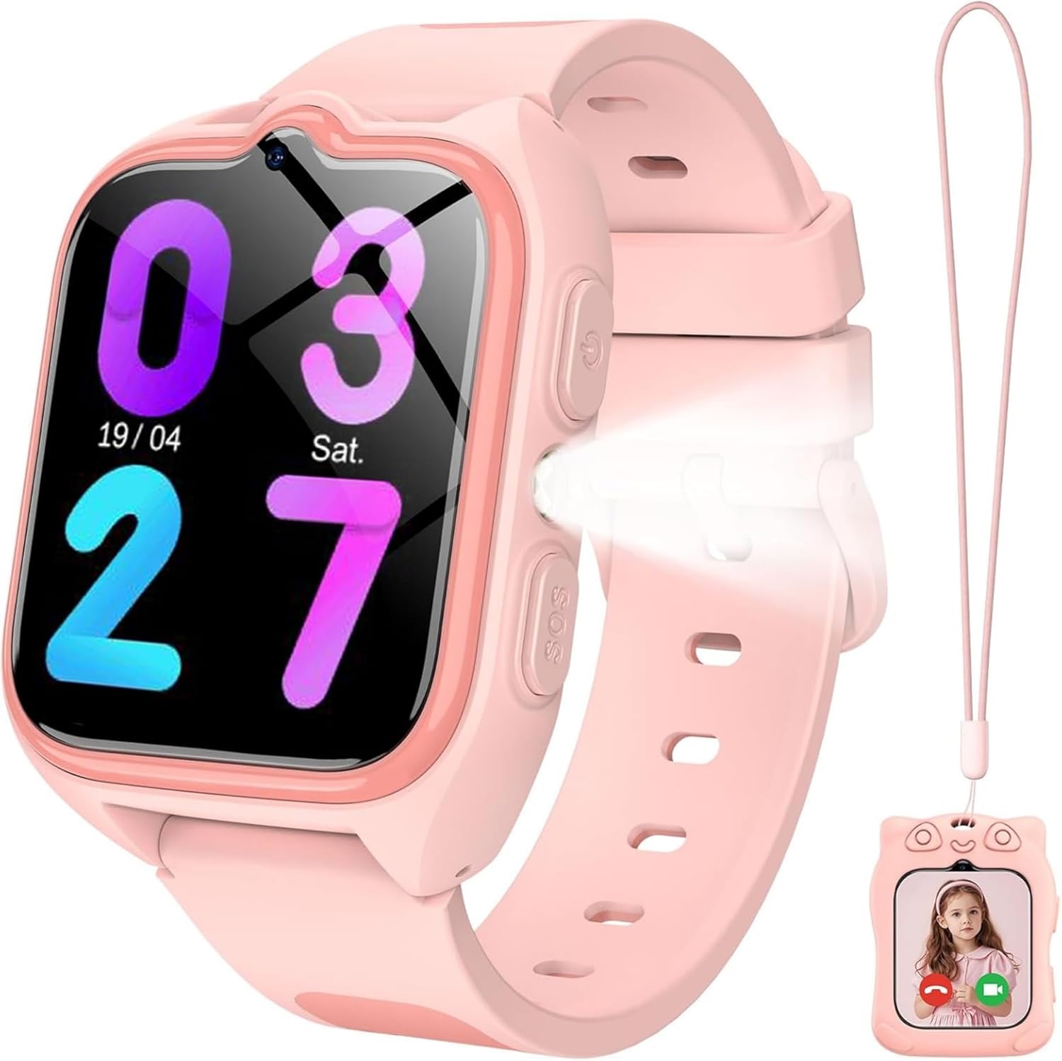 IOWODO 4G Reloj Inteligente Niño, Smartwatch Niños con GPS y Teléfono,Videollamadas, SOS, Mensajes, Modo Escuela, Linterna LED, IP68 Impermeable, Regalo y Juguete para Niños - 1