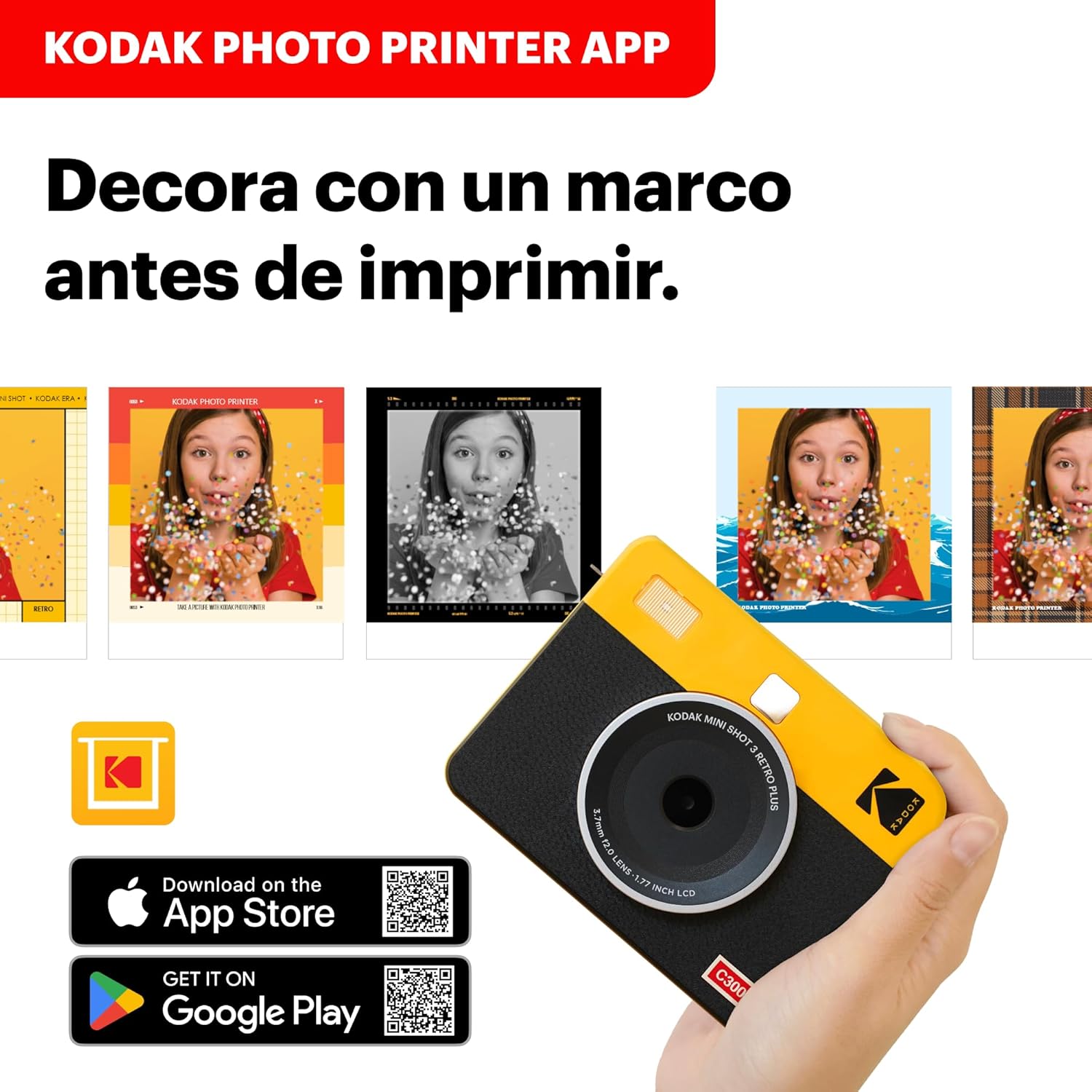 KODAK Mini Shot 3 Retro Cámara Digital Instantánea & Impresora Fotográfica 2-en-1 7,6 x 7,6 cm, 38 Hojas, Cámara Portátil con Impresión, Impresora Bluetooth iOS & Android, Sublimación 4PASS, Blanca - 6