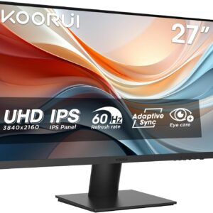 KOORUI N07 27" Monitor 4K UltraHD, 3840x2160, IPS, 60Hz, HDR10, Adaptive Sync, 2xHDMI 2.0, DP 1.4, 90% DCI-P3, Eye Care, -5° a 20° Inclinación Ajustable, VESA 100x100mm