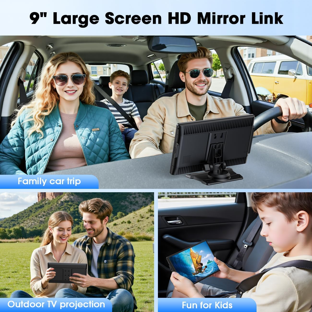 LAMTTO Pantalla CarPlay Coche Inalámbrica de 9 Pulgadas para A-pple CarPlay & Android Auto, Autoradio Portátil Car Play con Pantalla Táctil, GPS, Bluetooth, Mirror Link, FM, Siri & G00gle Asistente - 5