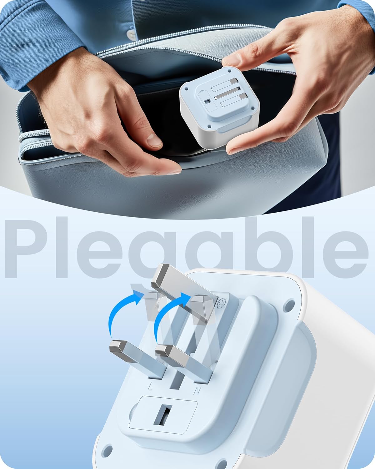 LENCENT Adaptador Enchufe Reino Unido, Cargador Inglaterra Viaje con 2 USB-C y 2 USB-A, Adaptador Europa Portugal a UK Compacto Plegable para Escocia, Irlanda, Gales, Maldivas, Gran Bretaña, Tipo G - 5