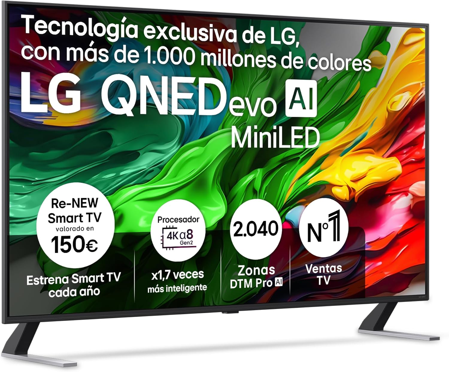 LG 55QNED85A6C - TV 55", 4K QNED EVO, Smart TV, WebOS 25, Procesador Potente e Inteligente, MiniLED AI, Super Upscaling, Dolby Vision y Dilgital Plus, Alexa/Google Assistant, Negro - 1