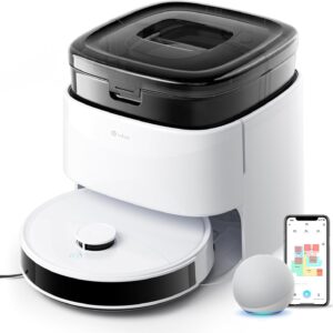 Lefant M3 Robot Aspirador y Fregasuelos, 12 000Pa Suction, 220min, Navegación dToF, Evitación Obstáculos PSD 190°, Fregona Dual Giratoria, Estación de Auto-Vaciado, Blanco