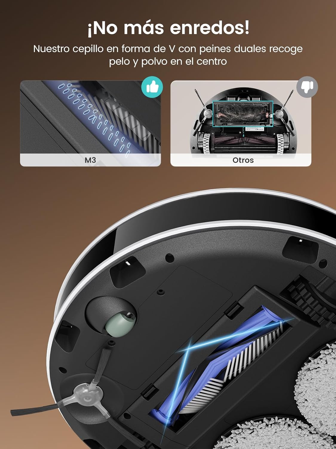 Lefant M3 Robot Aspirador y Fregasuelos, 12 000Pa Suction, 220min, Navegación dToF, Evitación Obstáculos PSD 190°, Fregona Dual Giratoria, Estación de Auto-Vaciado, Blanco - 4