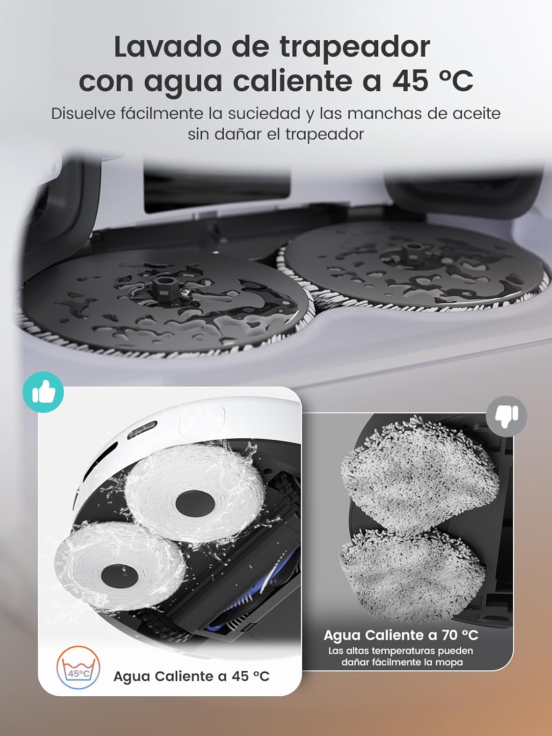 Lefant M3 Robot Aspirador y Fregasuelos, 12 000Pa Suction, 220min, Navegación dToF, Evitación Obstáculos PSD 190°, Fregona Dual Giratoria, Estación de Auto-Vaciado, Blanco - 5