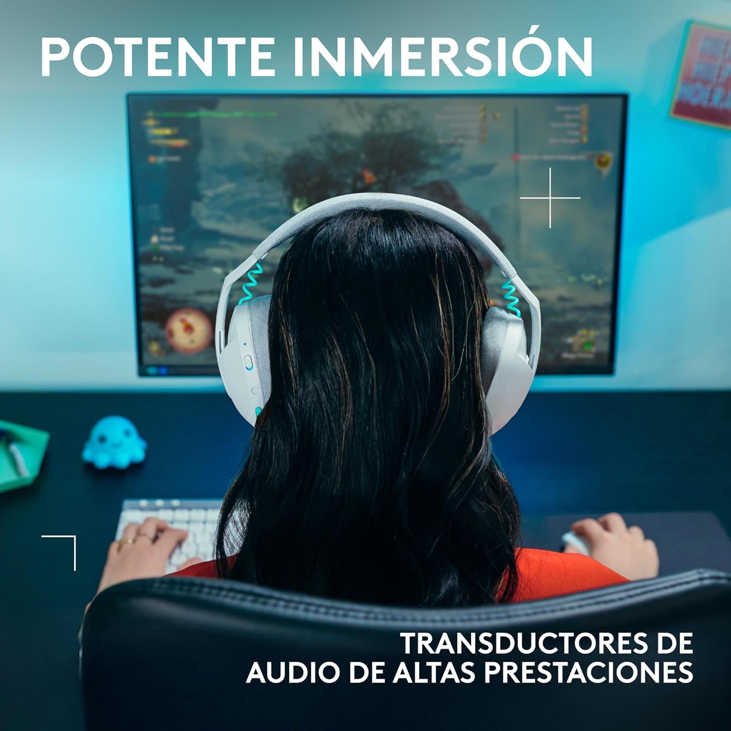 Logitech G G321 Lightspeed, Auriculares inalámbricos Bluetooth para Gaming, Comodidad y Ajuste dinámicos, micrófono de Varilla 16 kHz, PC, PS4, PS5, Nintendo Switch y Dispositivos móviles - Blanco - 6
