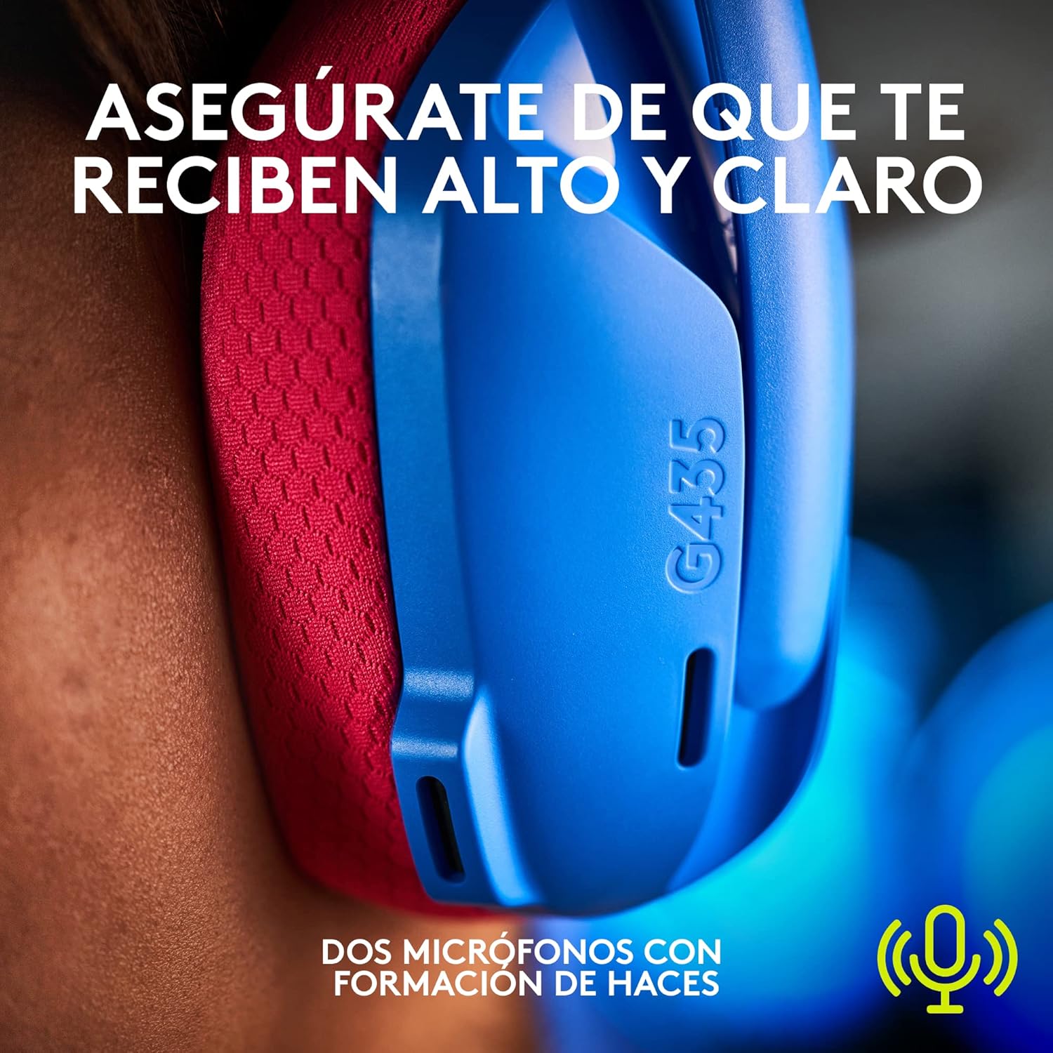 Logitech G G435 LIGHTSPEED, auriculares inalámbricos y Bluetooth para gaming - Auriculares ligeros circumaurales, micrófonos integrados, Dolby Atmos, PC, PS4, PS5, Nintendo Switch/Switch 2, móvil-Azul - 6