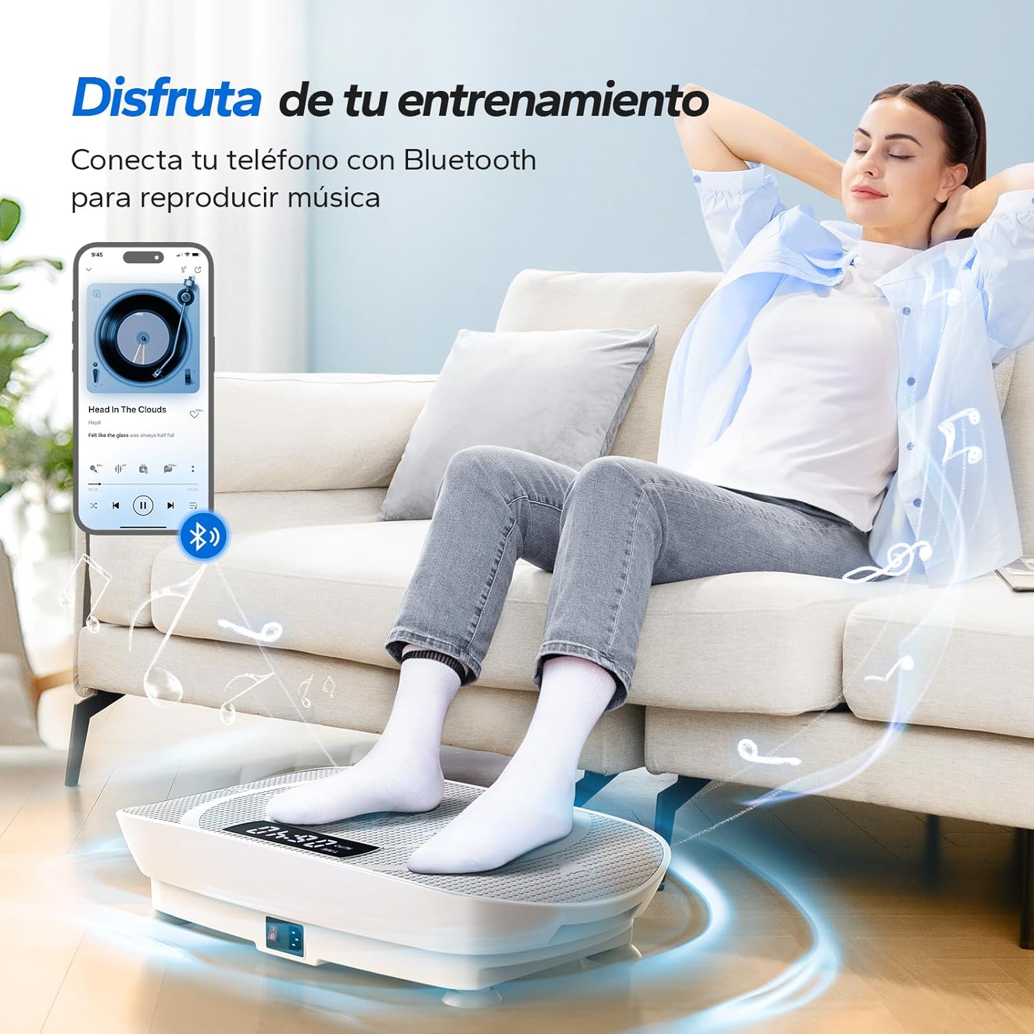 MERACH Plataforma Vibratoria, Potente Plataforma Vibración Muscular para Musculación y Moldeado, Control Automático de Velocidad, Altavoz Bluetooth Incorporado - 4