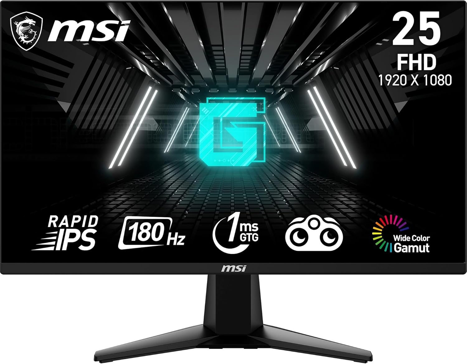 MSI G255F - Monitor Gaming de 24.5", FHD (1920x1080), 180 Hz / 1ms, Adaptive-Sync, Display Port 1.2a, HDMI 2.0b, Negro - 1