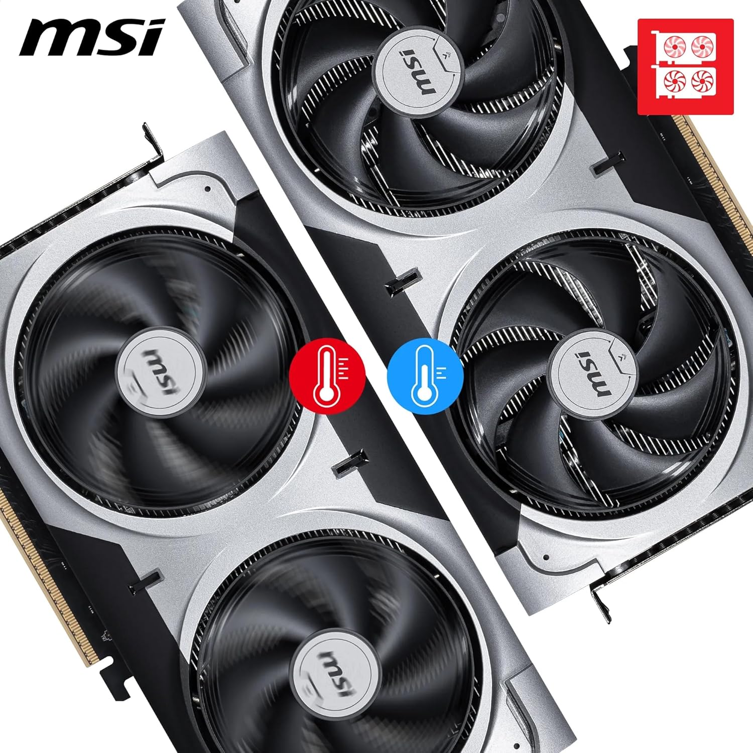 MSI GeForce RTX 5060 Ti 8G Ventus 2X OC Plus Tarjeta gráfica, RTX 5060 Ti, 8 GB GDDR7 (28 Gbps/128 bits), PCIe 5.0 - Diseño térmico de Doble Ventilador (2 x Ventilador STORMFORCE) - HDMI 2.1b - 3