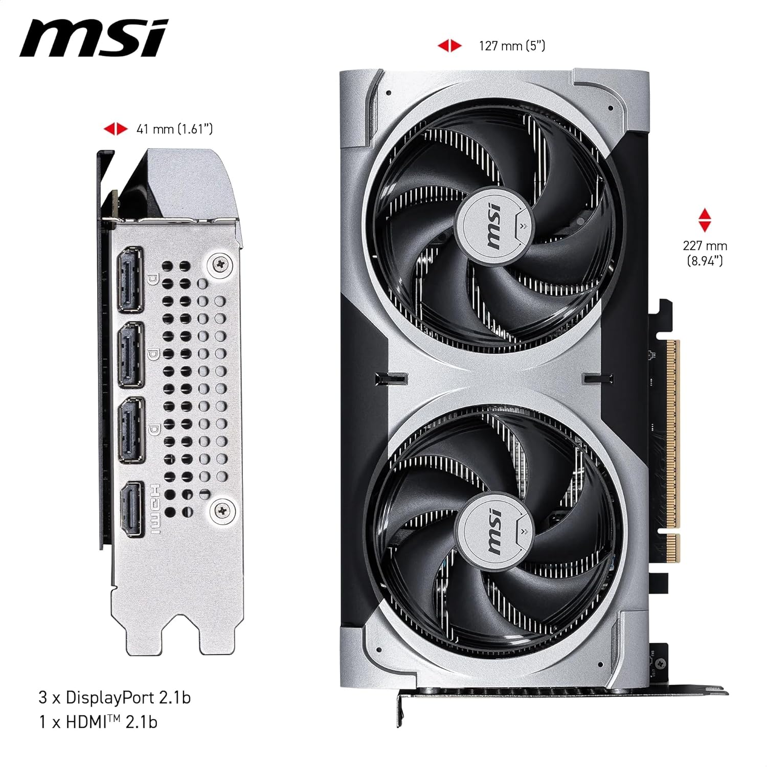 MSI GeForce RTX 5060 Ti 8G Ventus 2X OC Plus Tarjeta gráfica, RTX 5060 Ti, 8 GB GDDR7 (28 Gbps/128 bits), PCIe 5.0 - Diseño térmico de Doble Ventilador (2 x Ventilador STORMFORCE) - HDMI 2.1b - 6