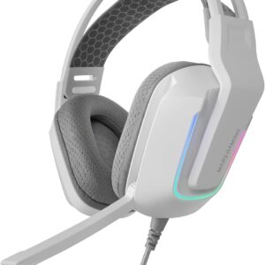 Mars Gaming MH-STRIKE, Auriculares Gaming FRGB Rainbow, Diseño Ergonómico, Drivers Neodimio 50mm, Micrófono Plegable, Controles Integrados, Almohadillas Air, Diadema Ajustable, Multiplataforma, Blanco