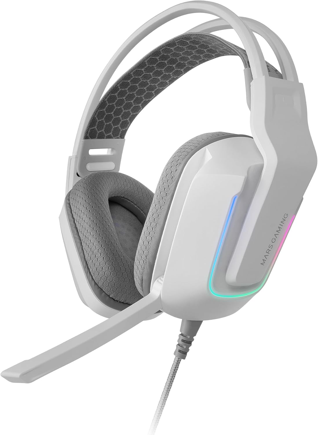 Mars Gaming MH-STRIKE, Auriculares Gaming FRGB Rainbow, Diseño Ergonómico, Drivers Neodimio 50mm, Micrófono Plegable, Controles Integrados, Almohadillas Air, Diadema Ajustable, Multiplataforma, Blanco - 1