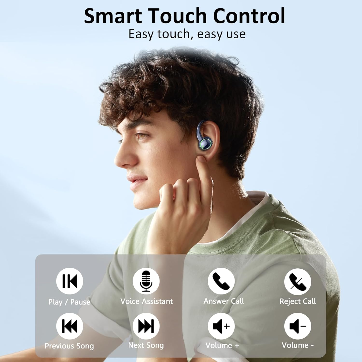 Matast 2026 Auriculares Inalámbricos Bluetooth 5.4, Auriculares Bluetooth 5.4 HiFi Estéreo, 50H Cascos Inalambricos Bluetooth, Auriculares Inalambricos Deportivos - 6