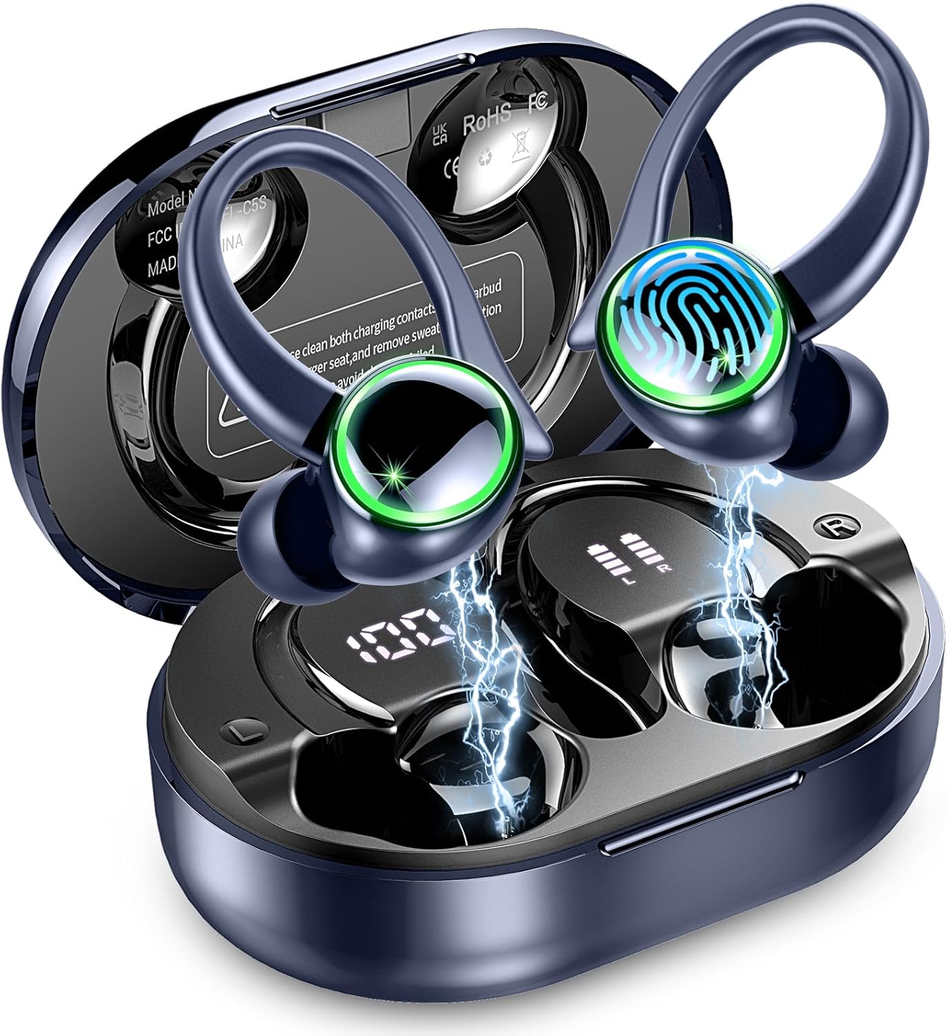 Matast 2026 Auriculares Inalámbricos Bluetooth 5.4, Auriculares Bluetooth 5.4 HiFi Estéreo, 50H Cascos Inalambricos Bluetooth, Auriculares Inalambricos Deportivos - 1
