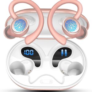 Matast Auriculares Inalambricos Deportivos, 2025 Auriculares Bluetooth 5.4 HiFi Estéreo con 4 HD Mic, 50H Cascos Inalambricos Bluetooth con Cancelacion Ruido ENC, Pantalla LED, IP7 Impermeable Cascos