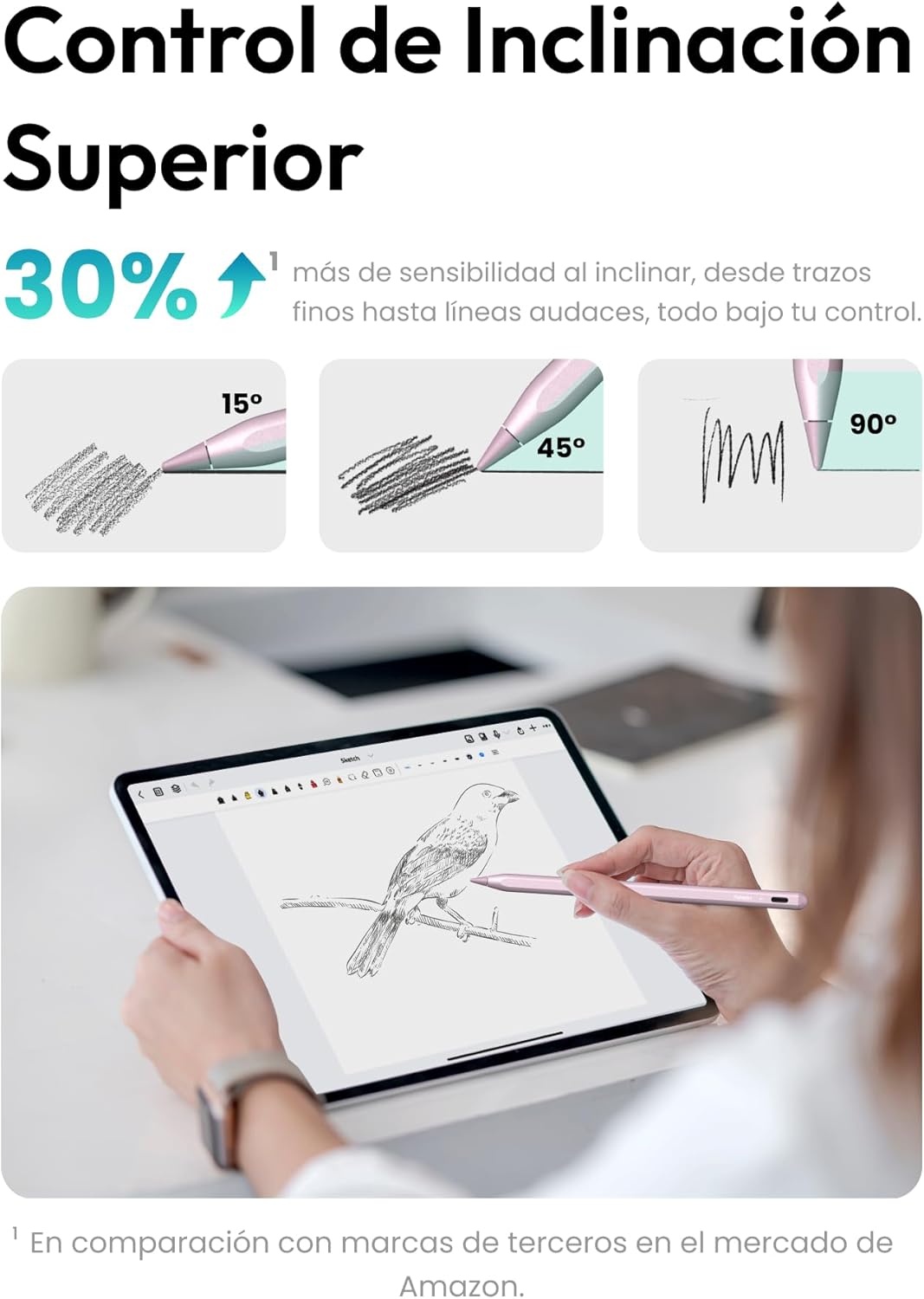 Metapen A8 Lápiz para Apple iPad 2018-2026,Lapiz Tactil para iPad 11 A16/10/9/8/7Generacion,iPad Pro 11"/12.9"/M4, Air 3/4/5/M2/M3/M4,Mini 5/6,Pencil con Precisión de Píxeles,Rechazo de Palma -(Gris) - 6