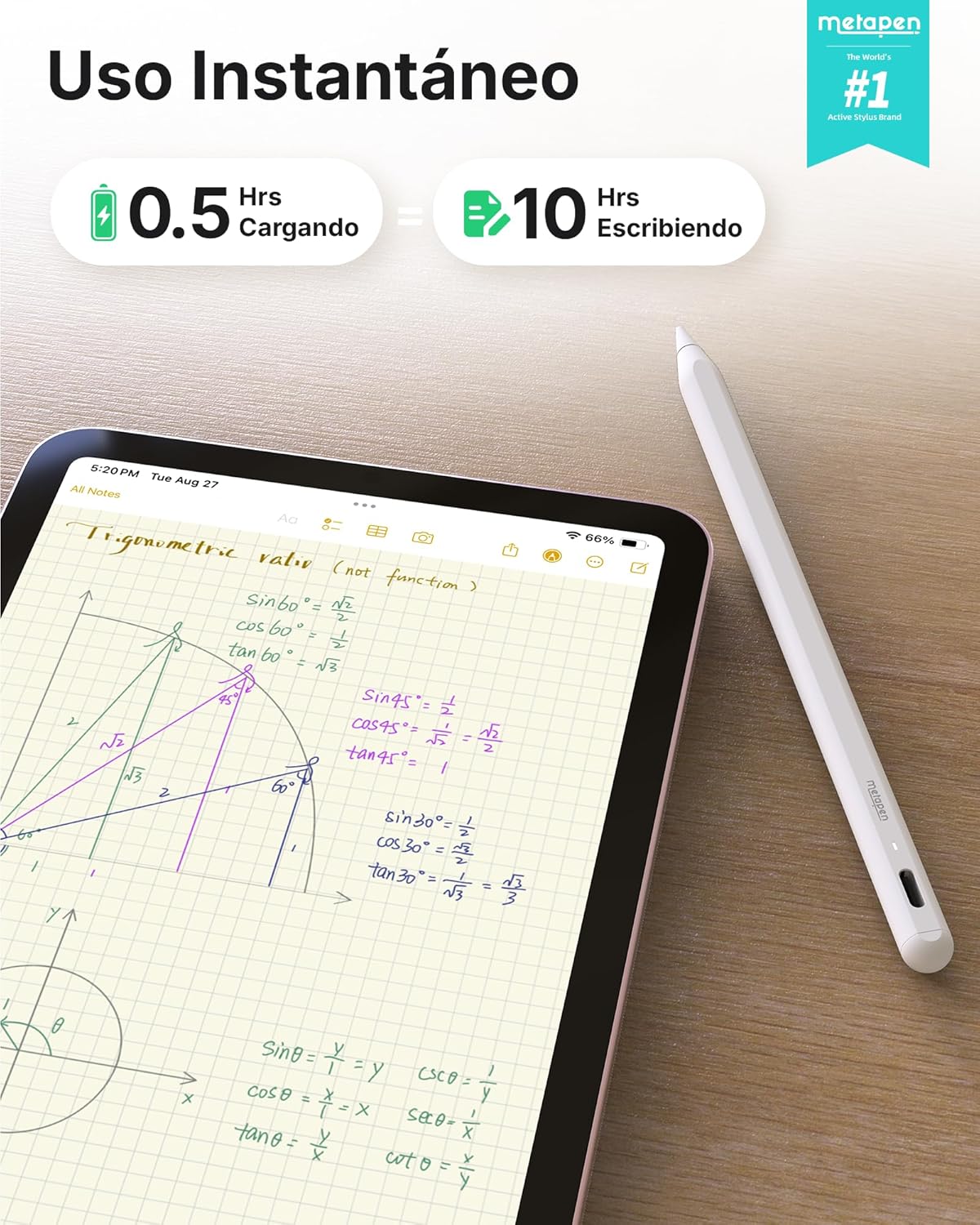 Metapen A8 V4 Lápiz para iPad 2018-2026,Atracción Magnética Mejorada,2X Carga Rápida,Baja Latencia,Pencil para Apple iPad 11 A16/10/9/8/7/6,Pro M5/M4/11/12.9"/13",Air 3/4/5/M2/M3/M4,Mini 5/6/7 A17 Pro - 4